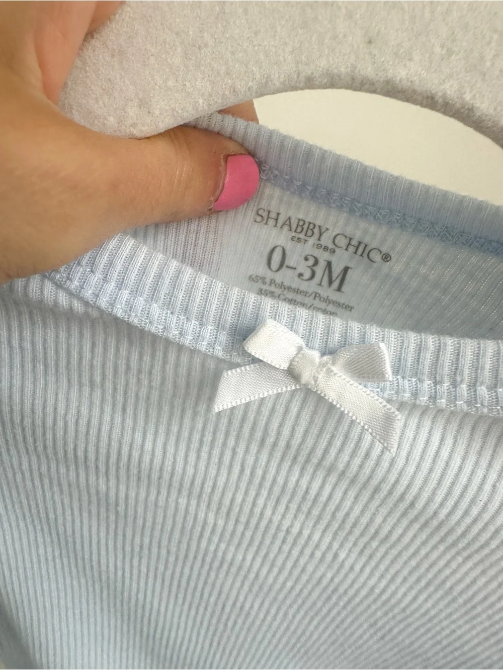 Shabby Chic light blue long sleeve onsie 0-3m new without tags